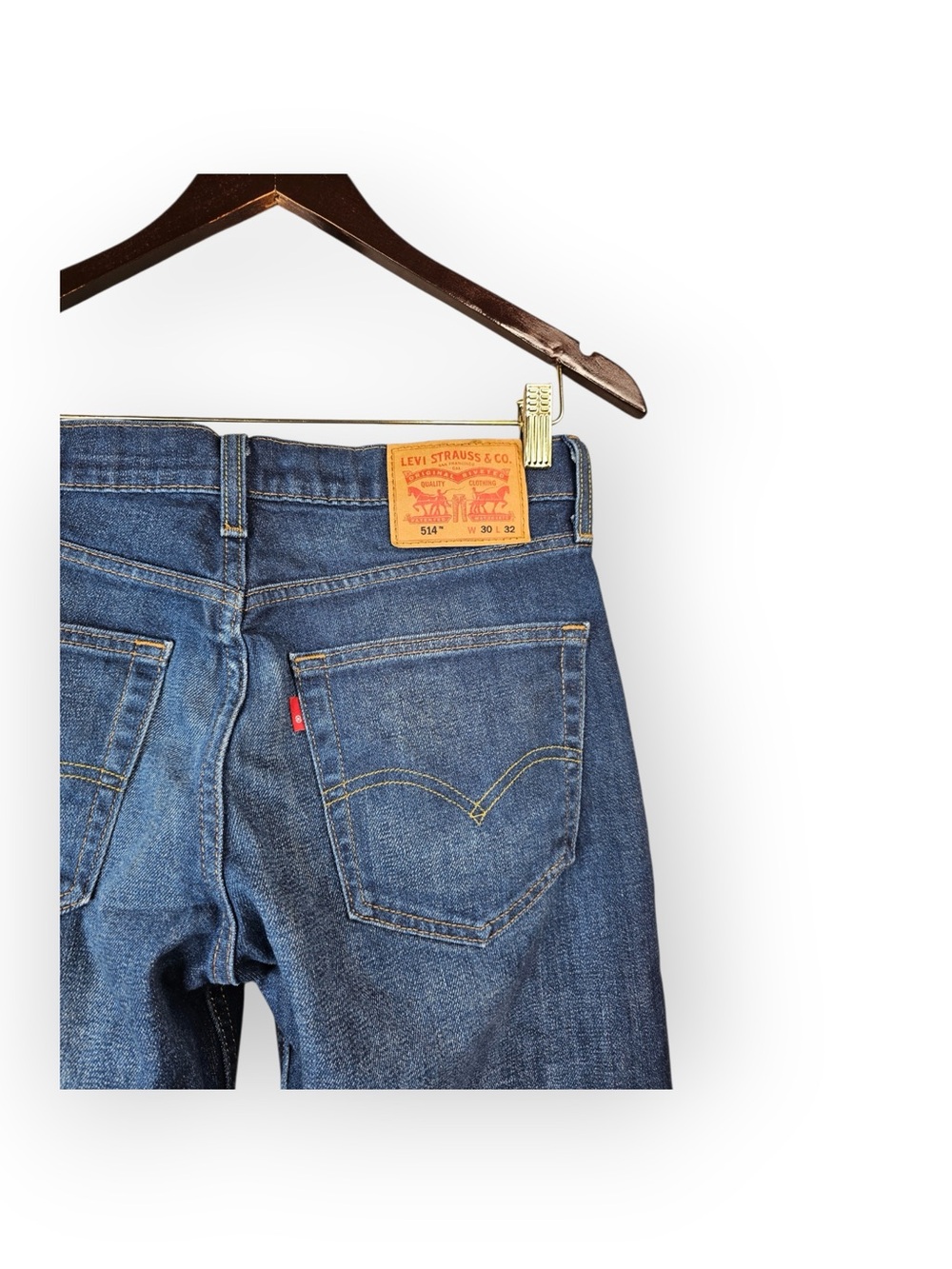 Levis 514 Straight Fit Dark Wash Denim Jeans Mens 30x32 - Picture 5 of 6